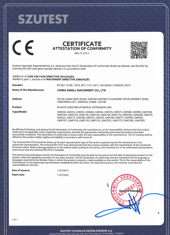 China Gwell Machinery Co., Ltd control de calidad 0
