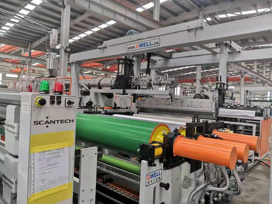 comprar Línea de extrusión de película fundida de TPU con capacidad de 250 kg/h, ancho de 1000-2000 mm y diseño de tornillo único para un desenrollado estable de tela online manufacture