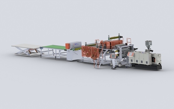 comprar Línea de extrusión de pisos de madera de plástico LVT de doble tornillo Máquina de producción de pisos LVT online manufacture