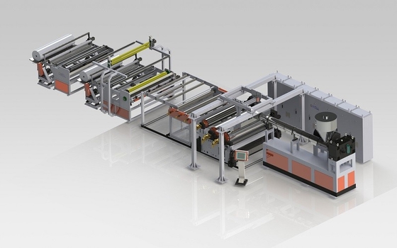 comprar Línea de producción de películas de encapsulación fotovoltaica PVB Extrusora de tornillo único para paneles BIPV online manufacture
