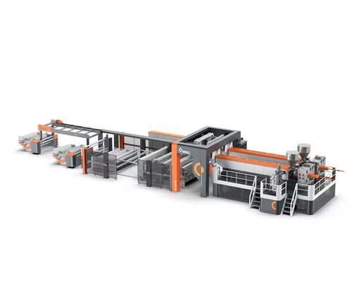 comprar Línea de extrusión de película solar EVA de 2600 mm de ancho con salida de 300-700 kg/h y velocidad máxima de línea de 16 m/s para encapsulación de paneles solares online manufacture